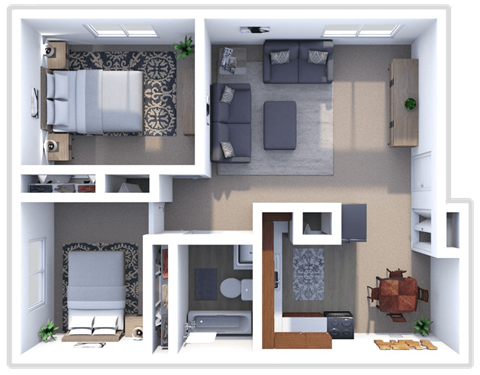 Floor plan for 2 beds, 1 bath, 760 sqft